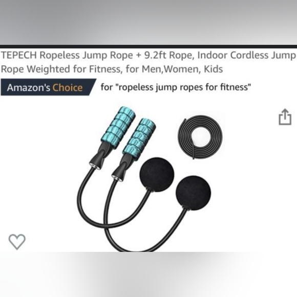New Tepech Ropeless Jump Rope With 9.2 Ft Rope Weighted Blue Fitness Workout - Picture 7 of 12